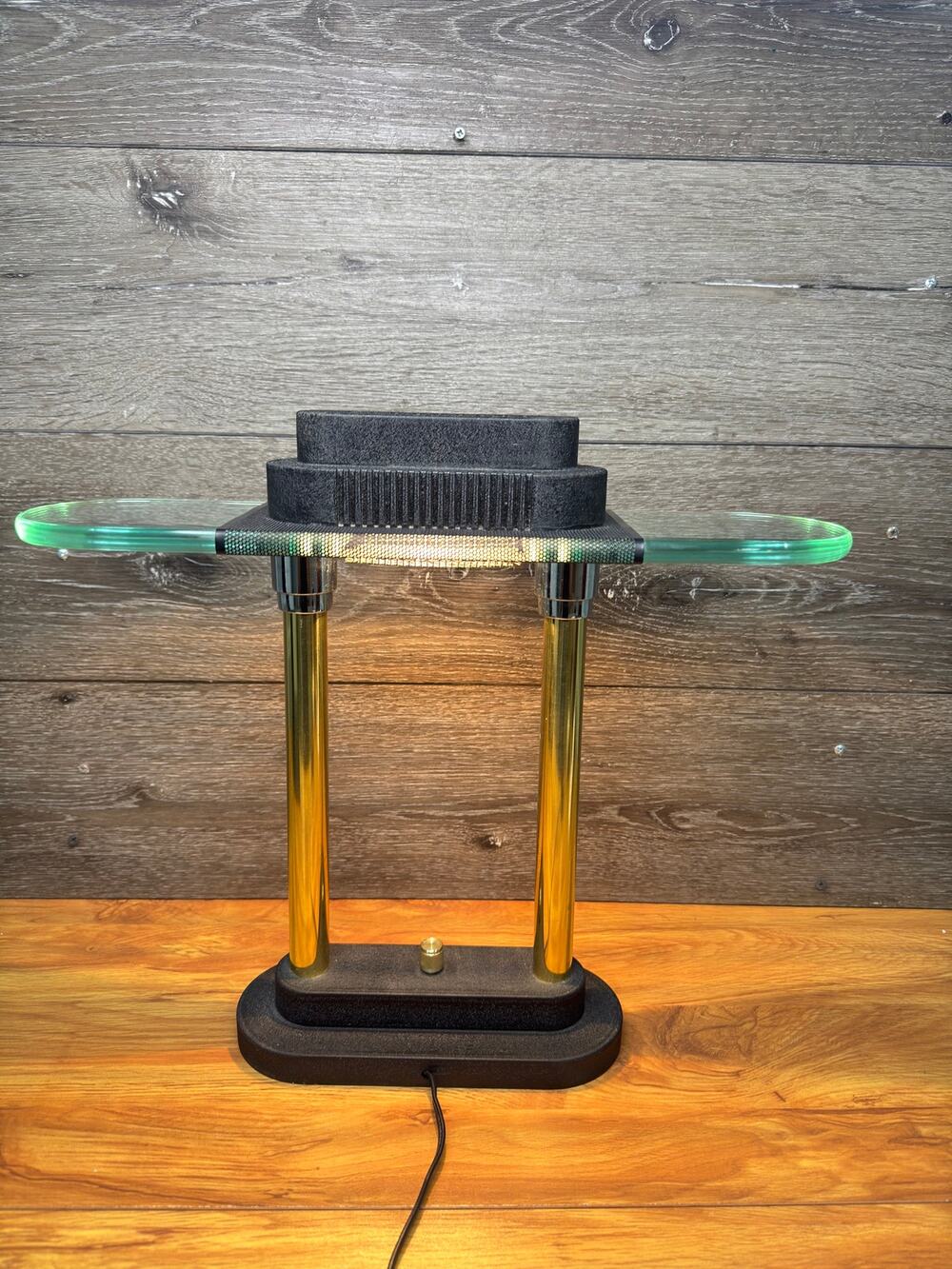 Vintage Robert Sonneman Halogen Desk Bankers Lamp Black Matte Finish Dimming